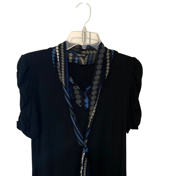 Vintage Y2K Maurices Womens Size Large Henley Black Knit Top Shirt Scarf tie Col - Picture 2 of 3